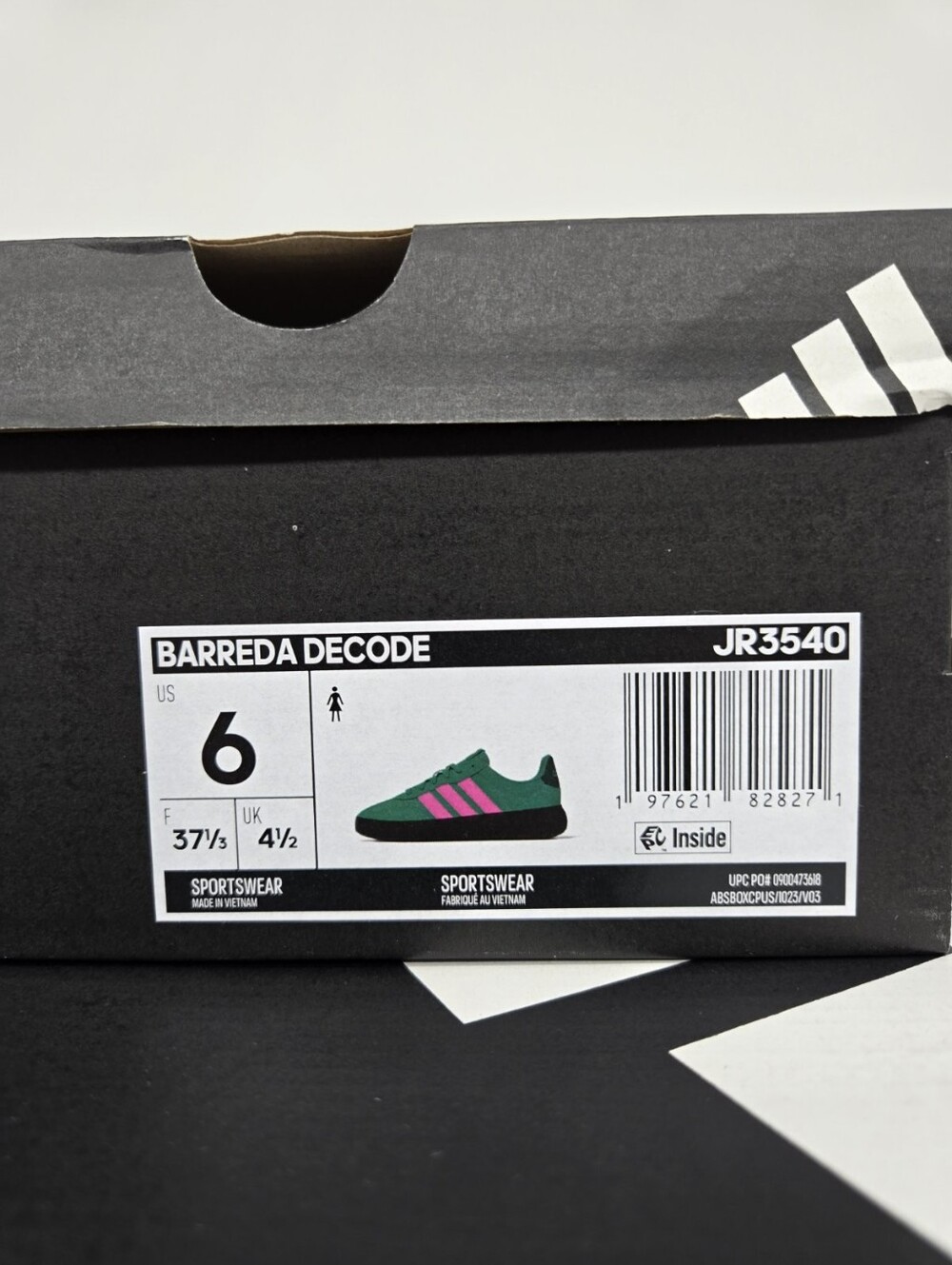 adidas Women's Barreda Decode JR3540 Semi Court Green Lucid Pink Shoes Size 6 - Picture 8 of 8